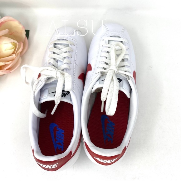 Nike Classic Cortez Leather White Red Blue W AUTHE - Picture 8 of 8